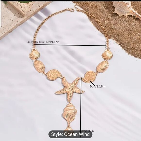 ❤ Starfish and Shell Necklace - Picture 2 of 9